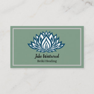 Carte De Visite Reiki Guérison blanc Lotus