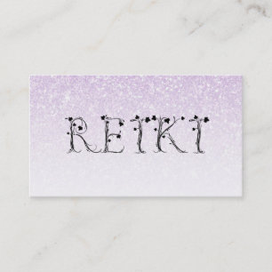 Carte De Visite *~* REIKI Ivy Typography Lavender Parties scintill