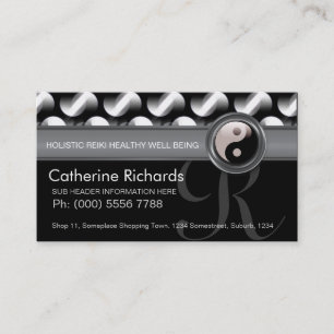 Carte De Visite Reiki YinYang Black+White Bold Motif