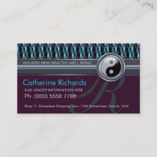 Carte De Visite Reiki YinYang Turquoise+Motif à étincelles