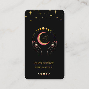 Carte De Visite Reiki Yoga Guérir les mains Crescent Lune Phases M