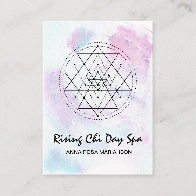 Carte De Visite *~* Reiki Yoga Massage Pastel Géométrie Sacrée (Devant)