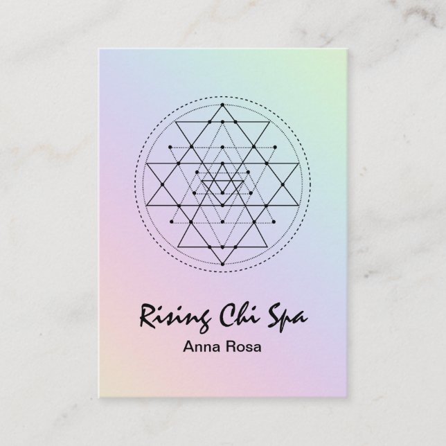 Carte De Visite *~* Reiki Yoga Rainbow Pastel Géométrie sacrée (Devant)