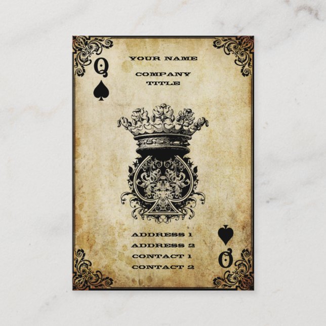 Carte De Visite Reine grunge des pelles (Devant)