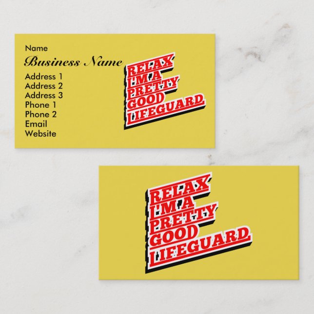 Carte De Visite Relax Je suis un assez bon sauveteur (Devant / Derrière)