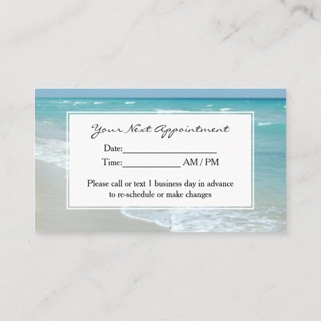 Carte De Visite Relaxation Plage Elégant Massage Spa Rendez-vous (Dos)