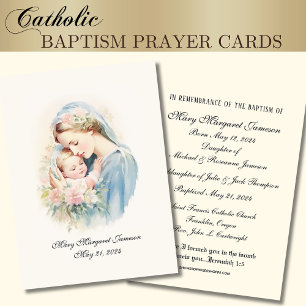Carte De Visite Religieuse Marie et bébé Jésus Souvenir de baptême