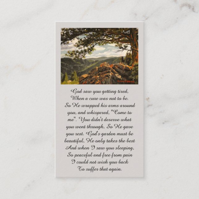 Carte De Visite Remembrance Green Orange Blue Sympathy Card (Devant)