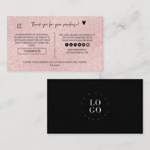 Carte De Visite Remerciement d'affaires Paillettes Blush Minimal M