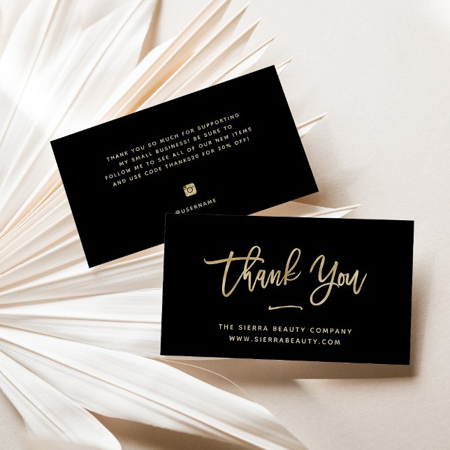 Carte De Visite Remerciements | Petites entreprises Gold et Black (Créateur téléchargé)