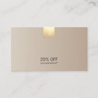 Carte De Visite Remise beige moderne élégante d'accent d'or de