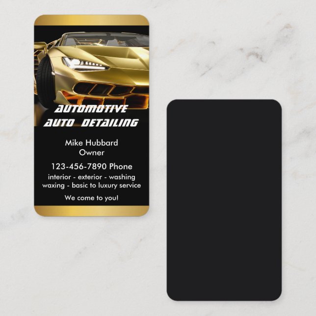Carte De Visite Remorque automatique de voiture auto Détail Gold S (Devant / Derrière)