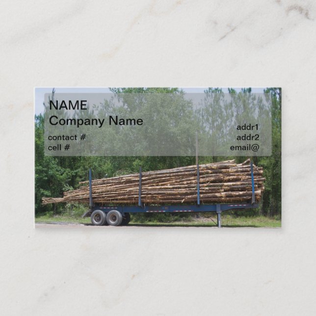 Carte De Visite remorque chargée de bois de papeterie (Devant)