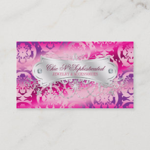Carte De Visite Remous fuchsia élégant de damassé de lavande