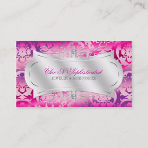 Carte De Visite Remous fuchsia somptueux de damassé de diamant de