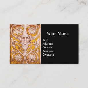 CARTE DE VISITE RENAISSANCE GROTESQUE VISAGE, NOIR OR MONOGRAM