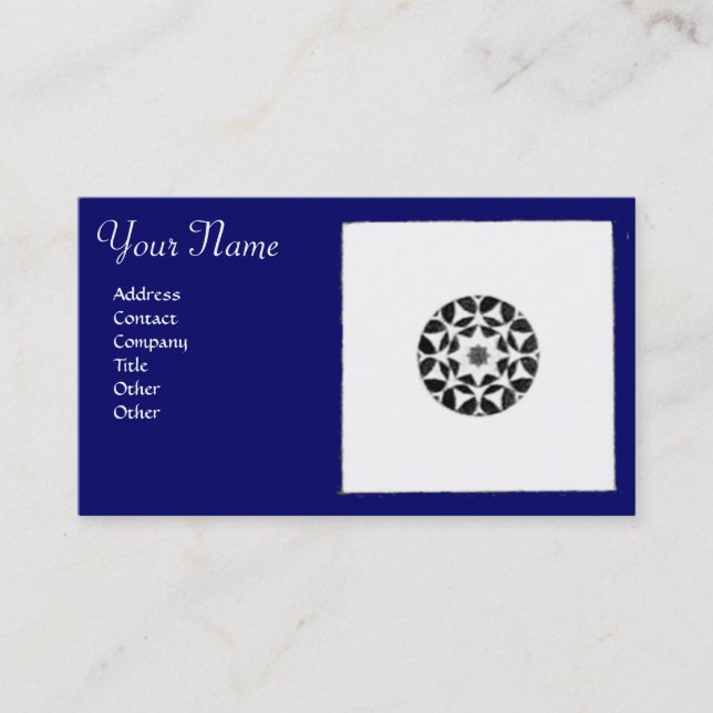 Carte De Visite RENAISSANCE HARMONIE Bleu Blanc Géométrique Floral (Devant)