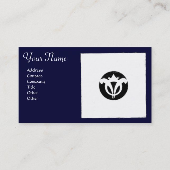 Carte De Visite RENAISSANCE HARMONIE Bleu Blanc Géométrique Floral (Devant)