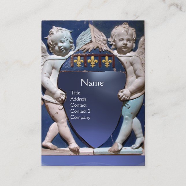 Carte De Visite RENAISSANCE PETITES ANGES MONOGRAM Bleu Topaz (Devant)