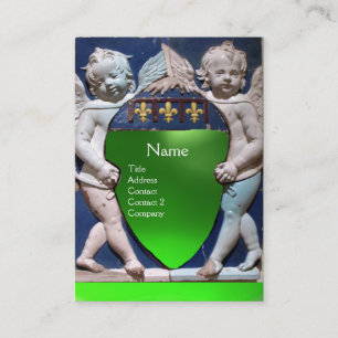 Carte De Visite RENAISSANCE PETITES ANGES MONOGRAM Émeraude verte