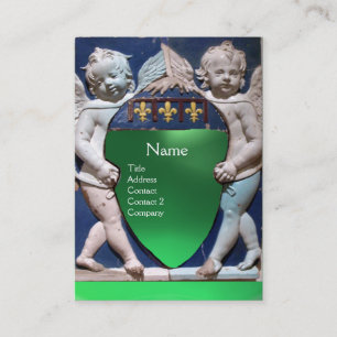 Carte De Visite RENAISSANCE PETITS ANGES MONOGRAM Green Jade