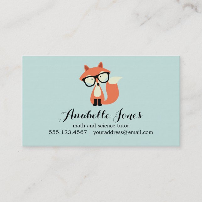 Carte De Visite Renard rouge Hipster (Devant)