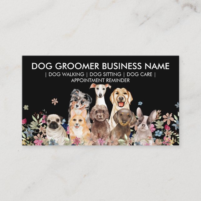 Carte De Visite Rendez-vous à la Walker Chien Blanc Noir (Devant)