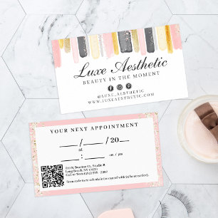 Carte De Visite Rendez-vous à l'ongle en Aquarelle rose et Rose