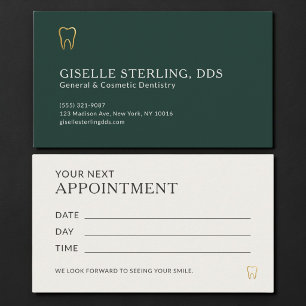 Carte De Visite Rendez-vous au cabinet dentaire Green & Gold