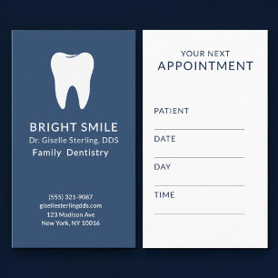 Carte De Visite Rendez-vous bleu de soins dentaires Dentiste profe