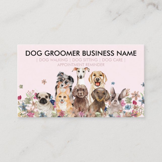 Carte De Visite Rendez-vous chez Blush Pink Dog Walker (Devant)