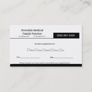 Carte De Visite Rendez-vous Médicale simple de bureau