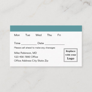 Carte De Visite Rendez-vous simple et moderne au cabinet médical