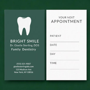 Carte De Visite Rendez-vous vert dentaire Dentiste professionnel