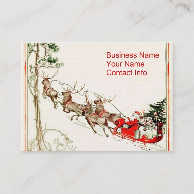 Carte De Visite Renne de Père Noël dans la neige (Devant)