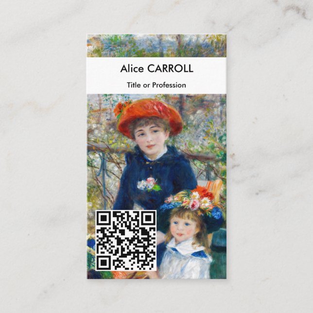 Carte De Visite Renoir - Deux soeurs sur la terrasse - QR Code (Devant)