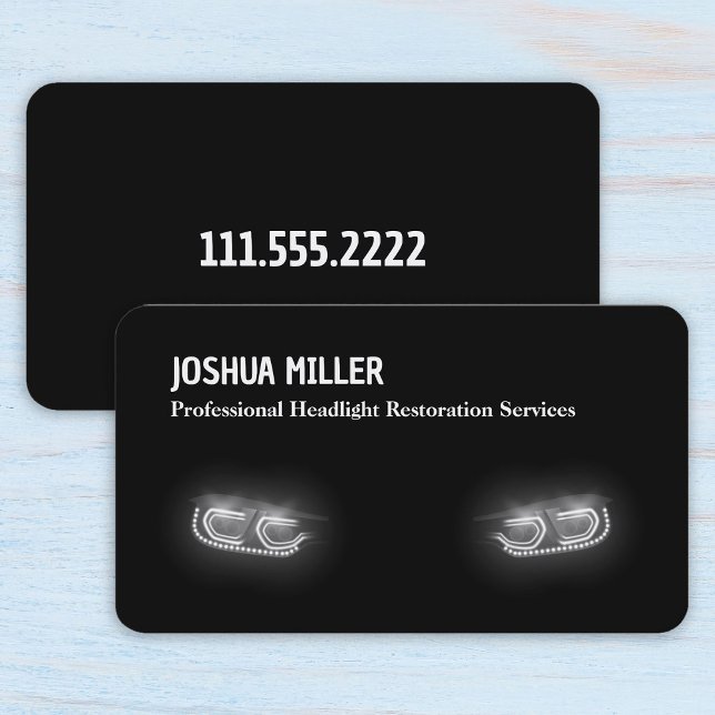 Carte De Visite Renouvellement du phare de voiture (Car Headlight Restoration Renewal Business Cards)