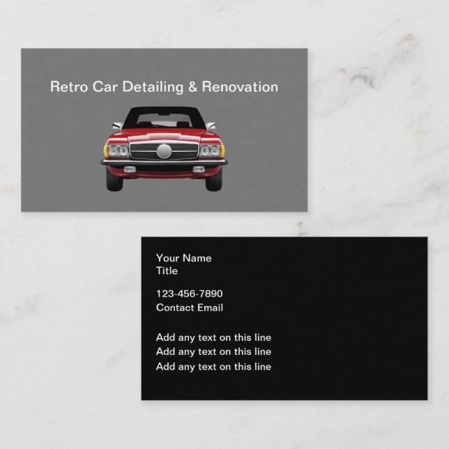 Carte De Visite Rénovation de voiture classique Retro Détail (Devant / Derrière)