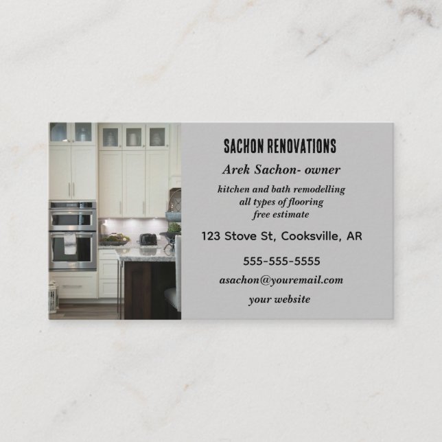 Carte De Visite Rénovations de cuisine modifiables (Devant)