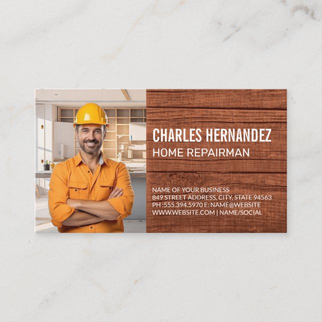 Carte De Visite Réparateur de construction Travailler sur cuisine (Devant)