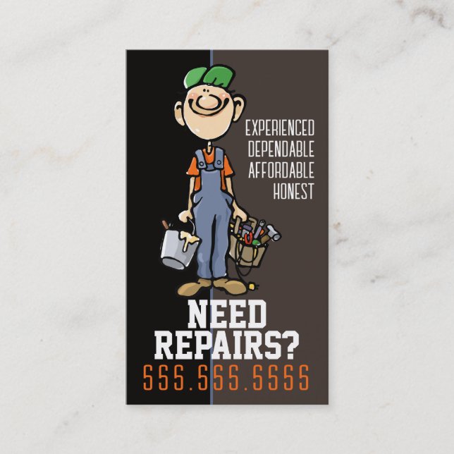 Carte De Visite Réparateur Handyman Peintre Carpenter Fix-It (Devant)