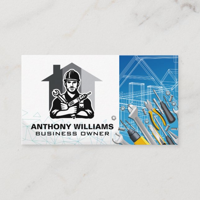 Carte De Visite Réparateur | Outils de menuiserie | Plan directeur (Devant)
