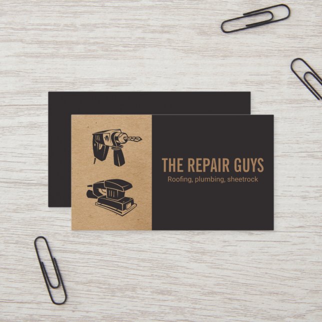 Carte De Visite Réparation à domicile | Handyman | Forage et balay (Devant/Arrière en situation)