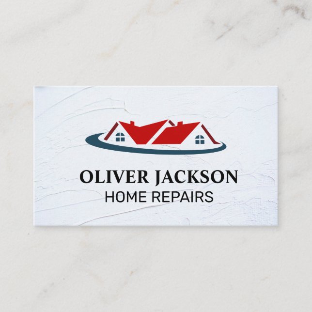 Carte De Visite Réparation à domicile | Logo Immobilier de maison  (Devant)