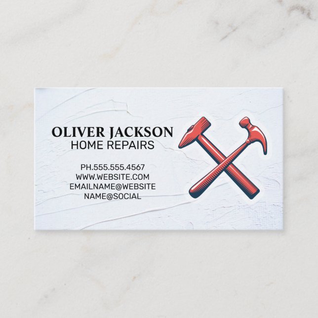 Carte De Visite Réparation à domicile | Marteaux | Handyman (Devant)