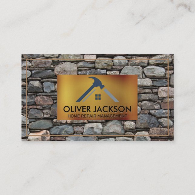 Carte De Visite Réparation à domicile | Mur en pierre | Agent immo (Devant)