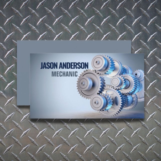 Carte De Visite Réparation automatique Automotive engins industrie (Auto Repair Automotive Industrial Gears Mechanic Business Card)