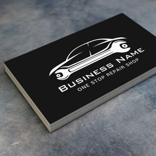 Carte De Visite Réparation Automatique Voiture & Logo de clé Mécan (Créateur téléchargé)