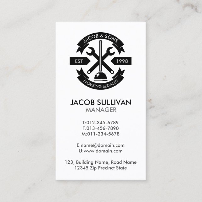 Carte De Visite Réparation de la maison de plomberie (Devant)