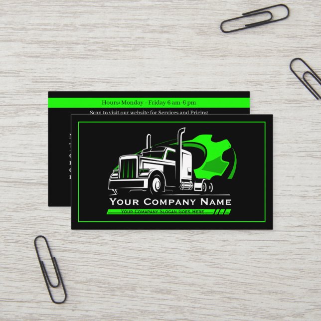 Carte De Visite Réparation d'entreprise professionnelle de camionn (Devant/Arrière en situation)
